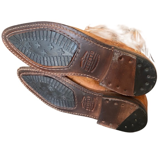 Bed Stu Knee High Fringe Cognac Leather Boots size 7 like new - Picture 9 of 11